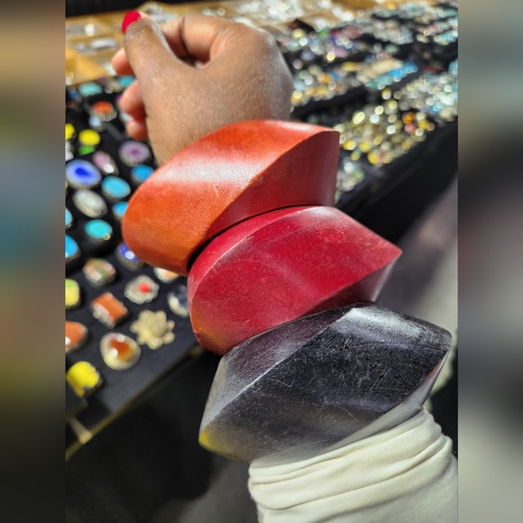 Red Wooden Statement Bracelet - Picture 4 of 5